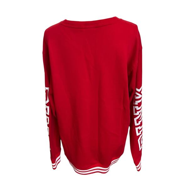 Victoria's Secret Pink Snowflake Sweatshirt Top Large Red White Ties Tunic Top - Picture 6 of 8